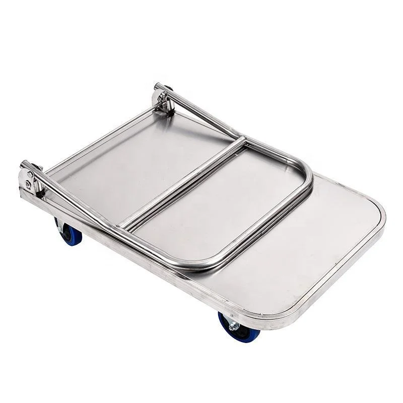 Extra-Heavy-Duty Stainless Steel 304 Folding Flat Trolley 1.0mm Thickness 400kg Load Capacity Food-Grade Powder Coating