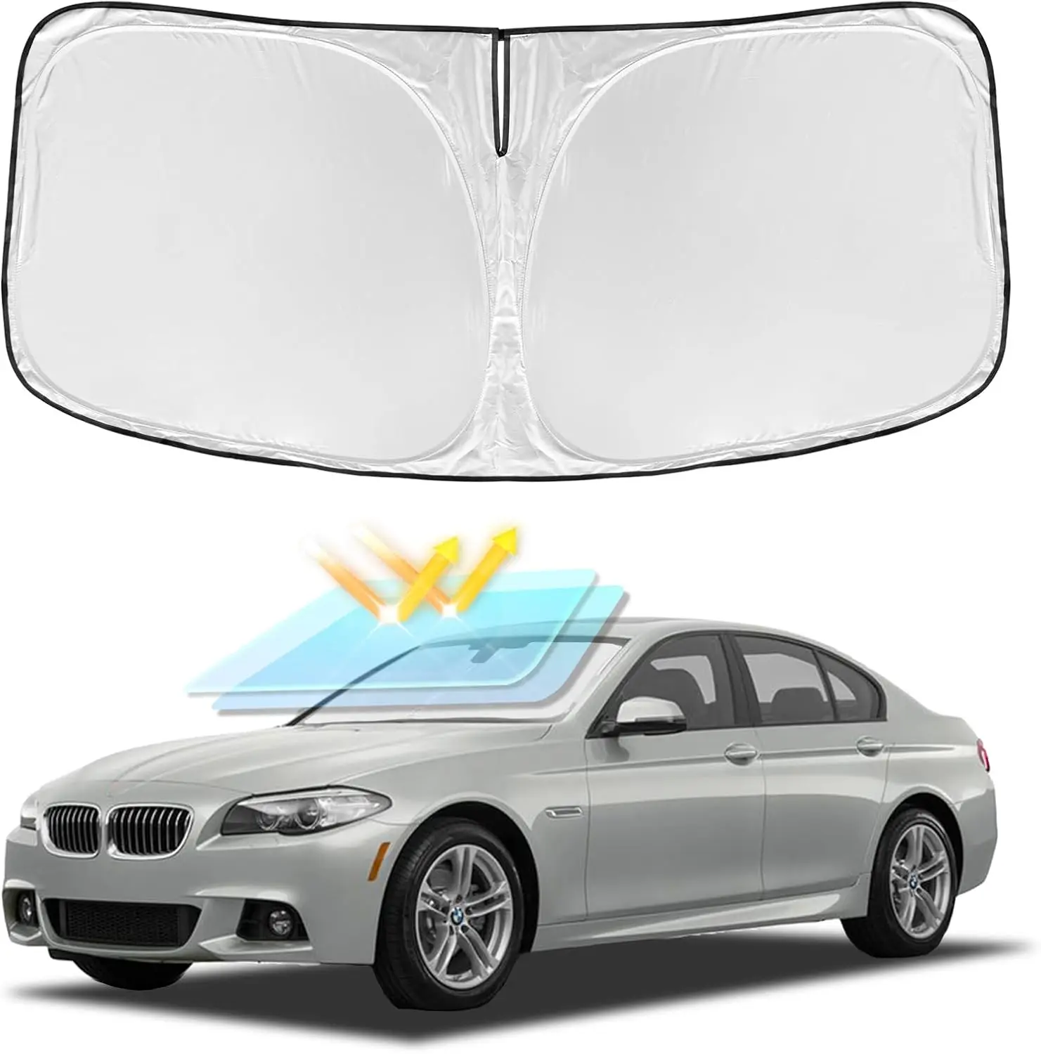 Custom Fit Windshield Sunshade For BMW 5 Series 2011-2016 520i 525i 528i 530i 535d 535i 550i UV Protection Sun Visor