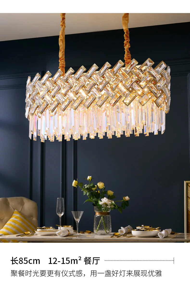 Plafonnier LED suspendu en cristal K9, design moderne, éclairage d'intérieur, luminaire décoratif de plafond, idéal pour un salon ou une salle à manger, haut de gamme