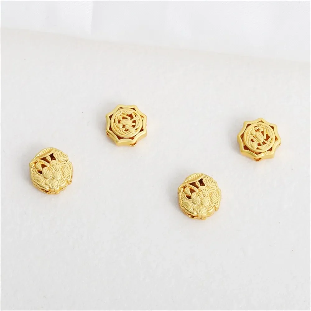 

18-каратное матовое золото, круглый полый, двусторонний, 9 мм, сквозное отверстие, квадратный, из бисера, ювелирные изделия «сделай сам», браслет, ожерелье, аксессуары