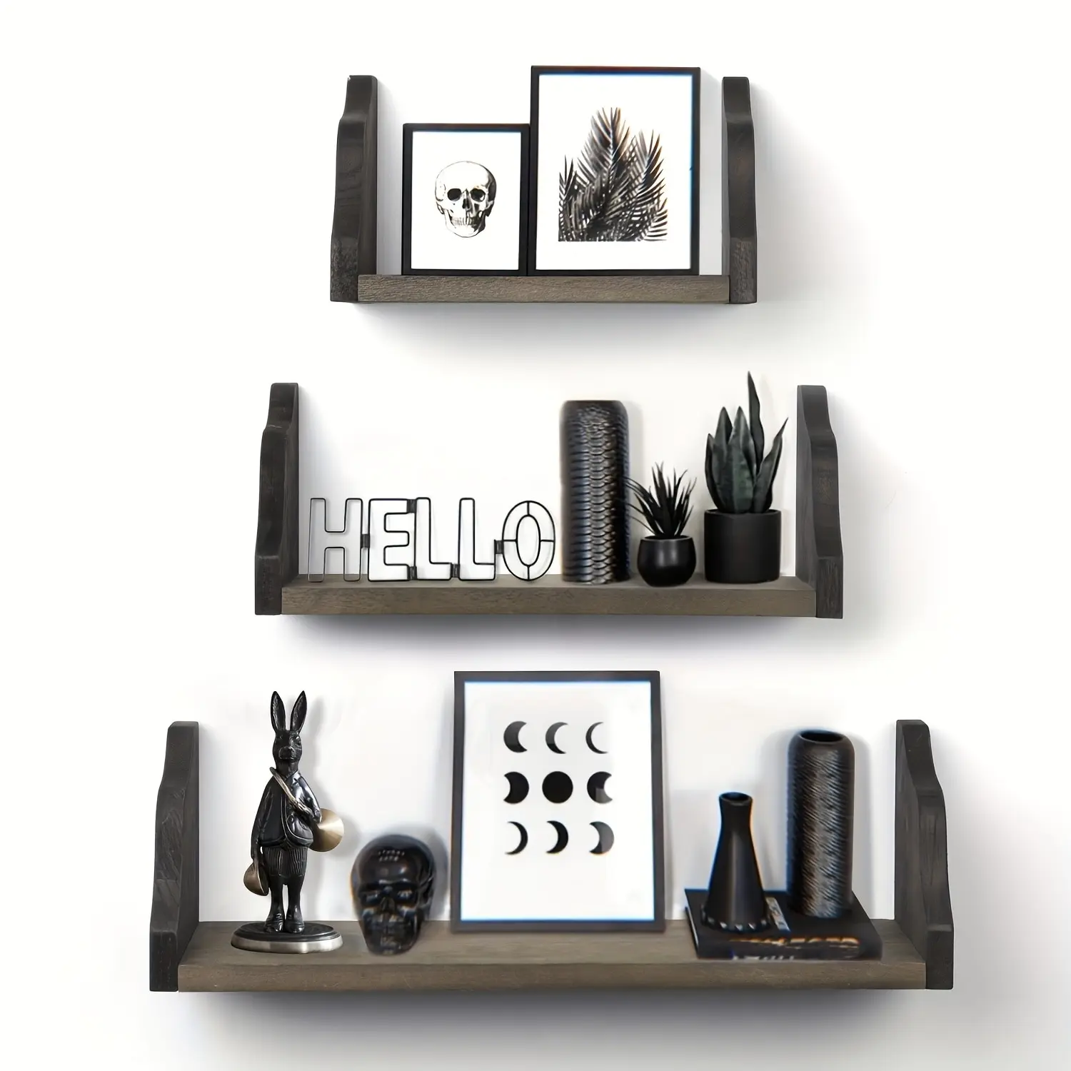 3er-Set schwebende, verbreiterte Wandregale, rustikale Holz-Wandregale, Deko-Holzregal für Zuhause, Badezimmer, Schlafzimmer, Wohnzimmer