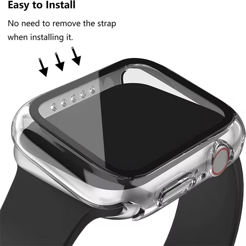 Tempered Glass Screen Protector Cover for Apple Watch Case 9 8 7 6 5 SE 38mm 42mm 41mm 45mm 44mm 40mm PC Bumper Protective Shell