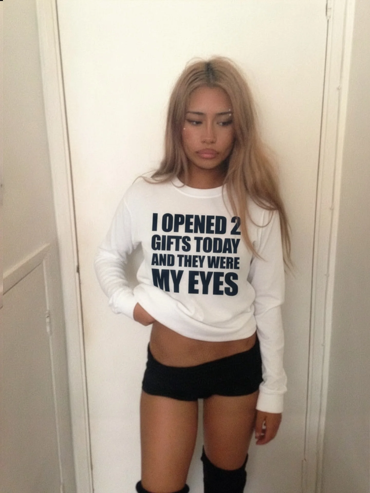 

American retro style letter print simple daily versatile fashion style top women's T-shirt long sleeved loose fit plus size