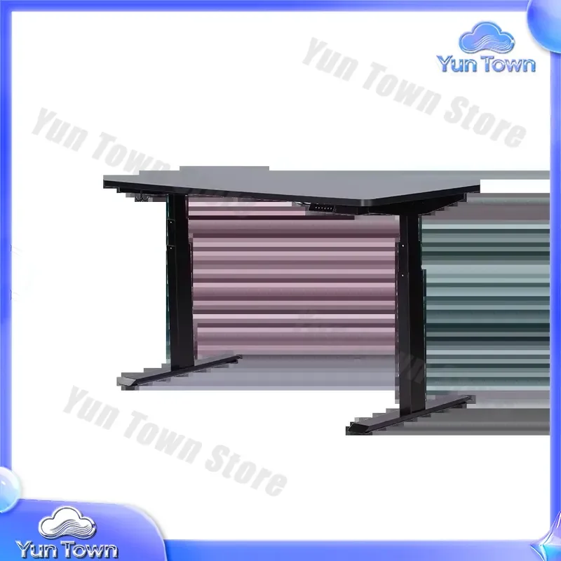 for 2026 Office Wood Furniture Computer Desk Sit Stand Table Electric Height Adjustable Standing Desk With Square Column