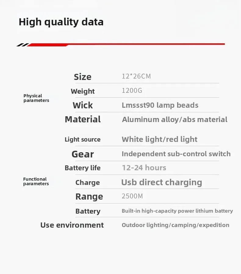 Portable Outdoor Searchlight, Remote Mining Lamp, Household Strong Light Flashlight, High-power Charging, Super Bright