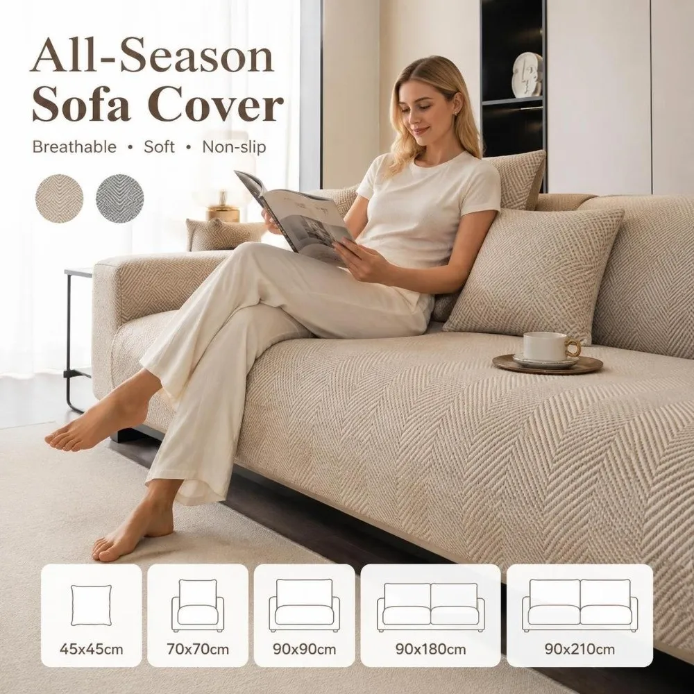 ‌Imitation Cotton Linen Sofa Cushion Non Slip Protective Sofa Seat Pads Scratch Proof Washable Sofa Throw Cover Bedroom