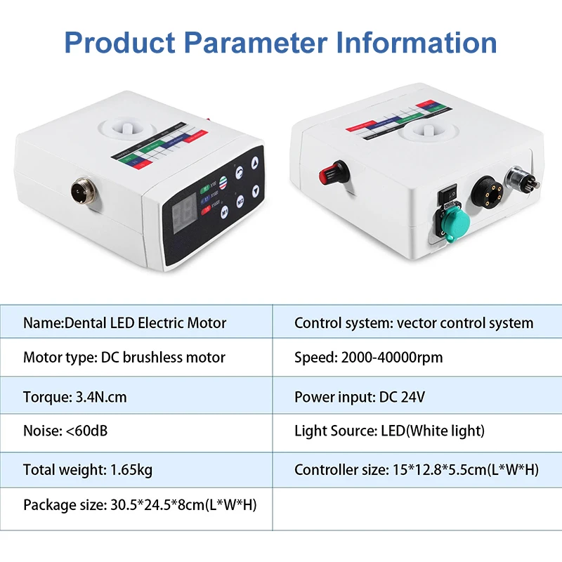 VVDental Multifunctional Dental Electric Micromotor with Water Tank and Fiber Optic Handle Internal Water Spray Electric Motor