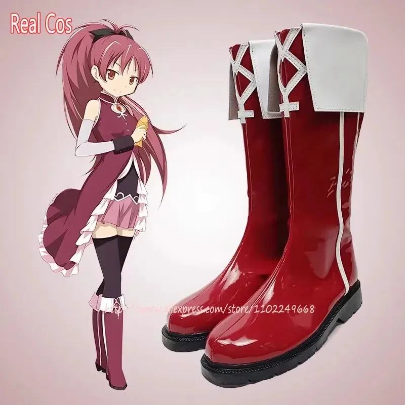 

RealCos Puella Magi Madoka Magica Cosplay Sakura Kyouko Shoes Halloween Custom Made Boots