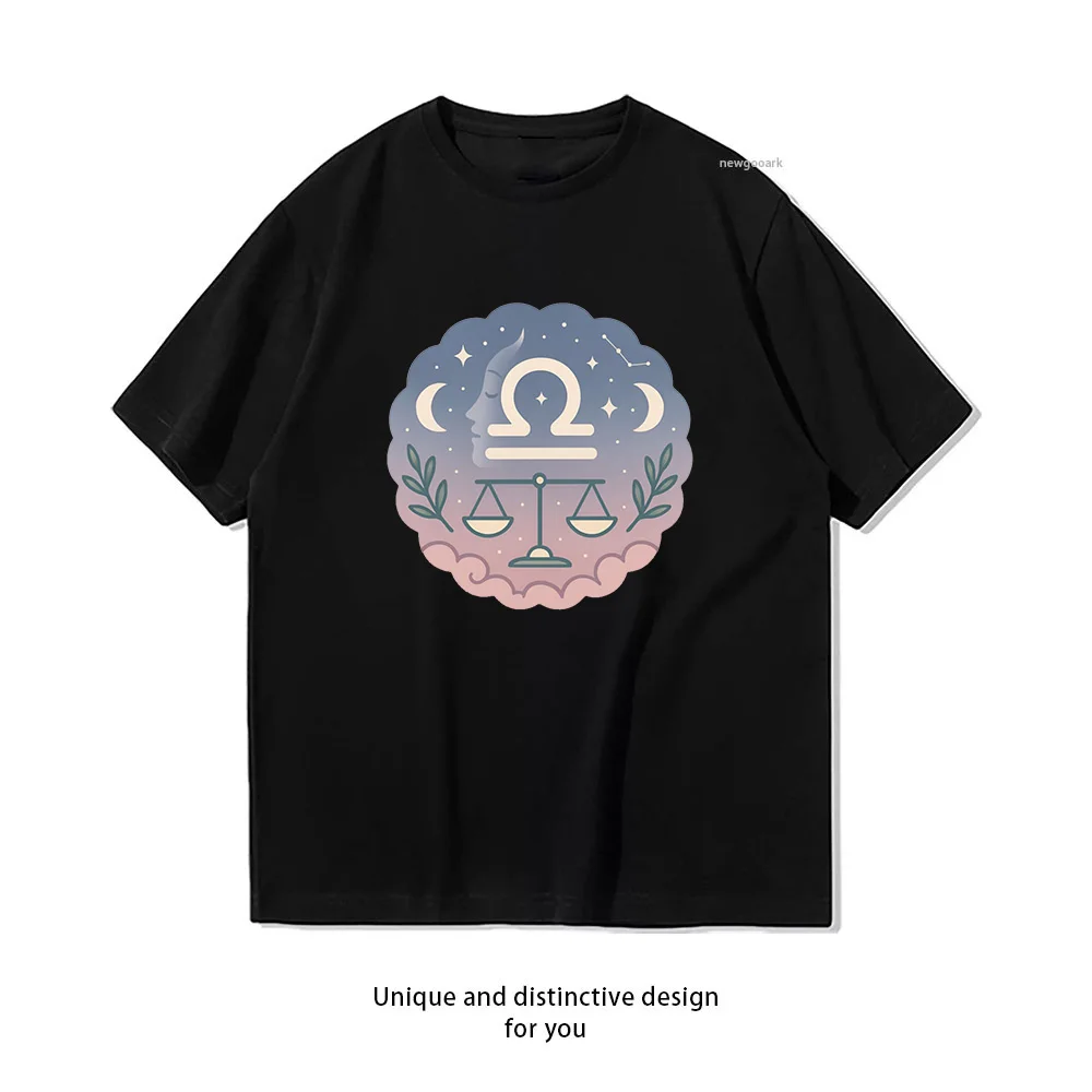 Libra Cosmic Balance T-shirt Woman Man Casual Cotton Printed T Shirts Adult Streetwear Camisetas Tops Comfortable O-neck