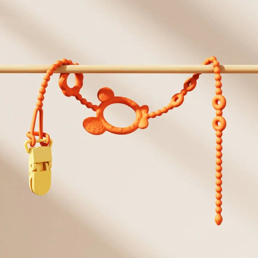 

Anti-drop Chain Pacifier Holder Clips Cartoon Bear Nipple Accessory Baby Pacifier Chain Silicone Pure Color Baby Teether Straps