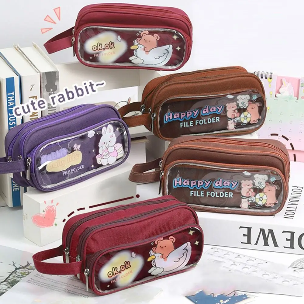 

New Capybara Pen Bag Large Capacity Cartoon Prints Stationery Storage Bag Dust-proof Pencil Case for Students