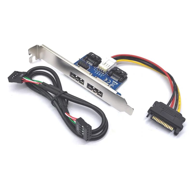 Dwuportowa karta rozszerzeń SATA do eSATAp Power Over eSATA, płyta główna 2 x ekspander SATA i USB 2.0 z pokrywą gniazda PCI — zdjęcie produktu 5
