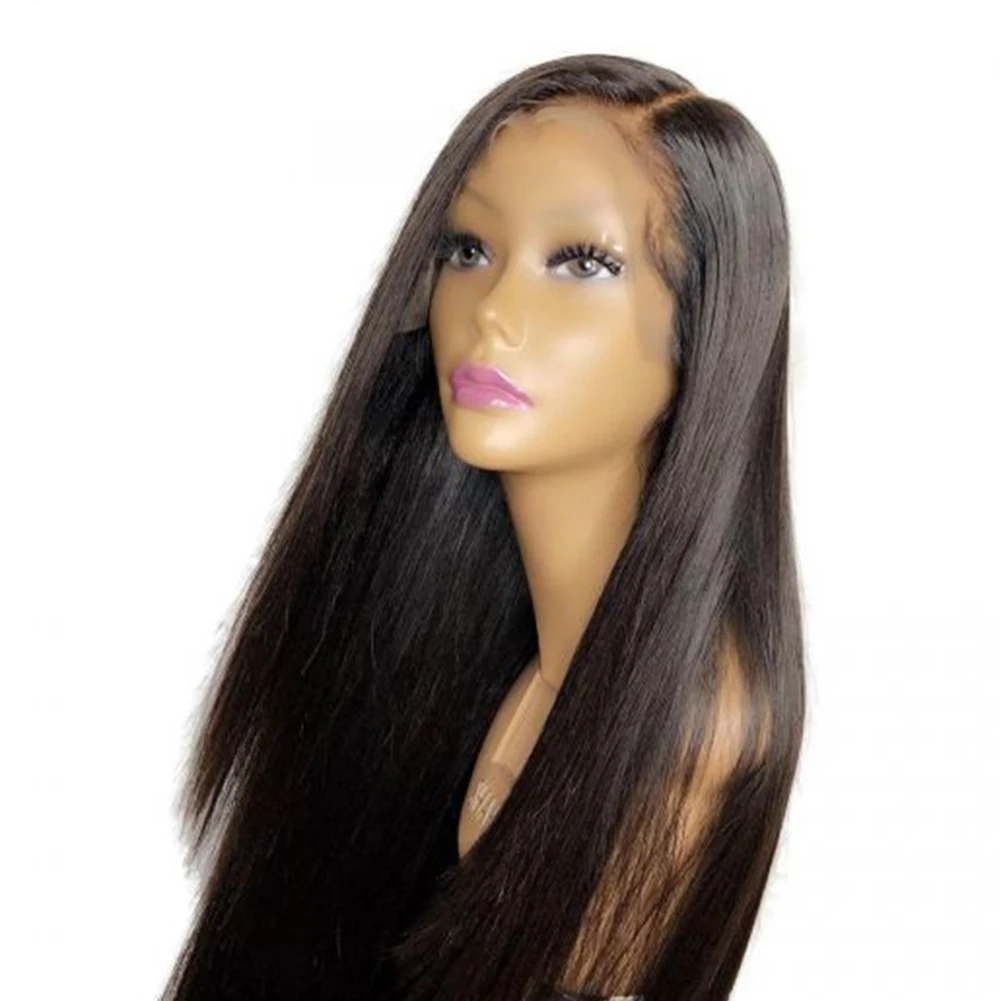 Black Synthetic Lace Front Wigs for Women Long Straight Wig Glueless Lace Wig Heat Resistant Fiber Cosplay Daily Wear Synthetic