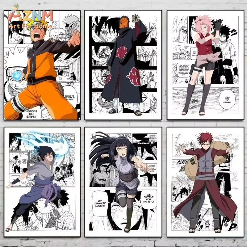 Japanisches N-Naruto Anime Poster Leinwandkunst Wandbilder Deko Spielzimmer Dekoration Geschenke Kawaii HD Gemälde Katzen Autos