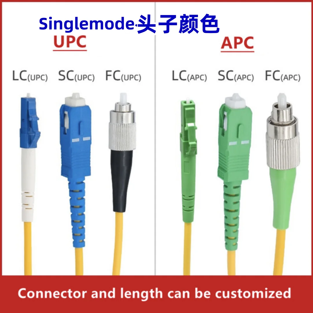 Jumper desencapado da fibra ótica do único modo com conector, teste do disco, bandeja falsa, G652D, FCAPC, LC, 1km, 100m, 5km