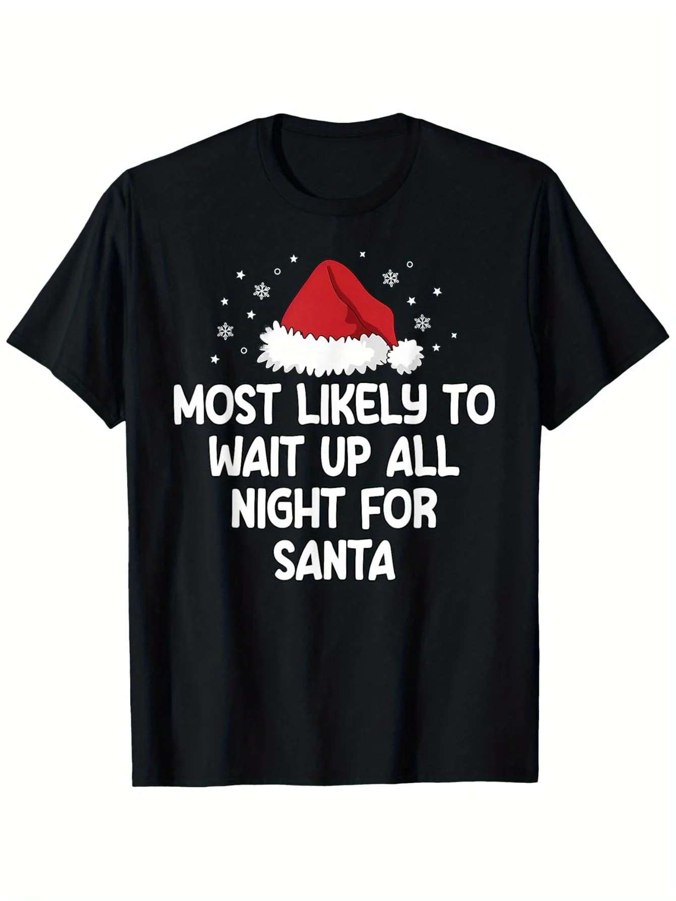 تي شيرت رياضي أسود لعيد الميلاد متطابق للعائلة، 180 جرام من القطن SS، ملابس تجميع احتفالية غير رسمية للرجال