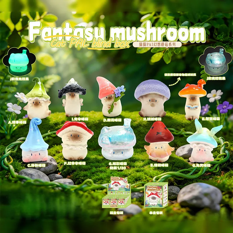 

Cat Pai Fantasy Mushroom Blind Box Creative Cartoon Desktop Ornaments Figure Surprise Box Decoration Collection Birthday Gifts