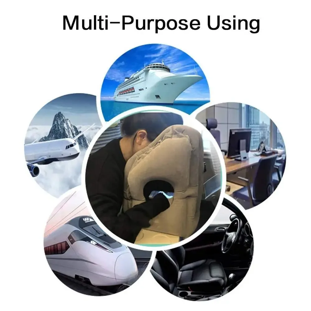 Upgraded Inflatable Air Cushion Travel Pillow Headrest Chin Support Cushions for Airplane Plane Car Office Rest Neck Nap Pillows image 5