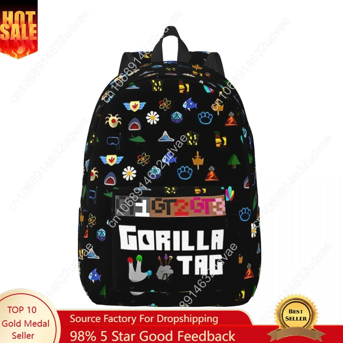 Gorilla Tag VR Gamer Gaming Backpack  Student School Bookbag Hot Games Canvas Daypack Preschool Kindergarten Bag