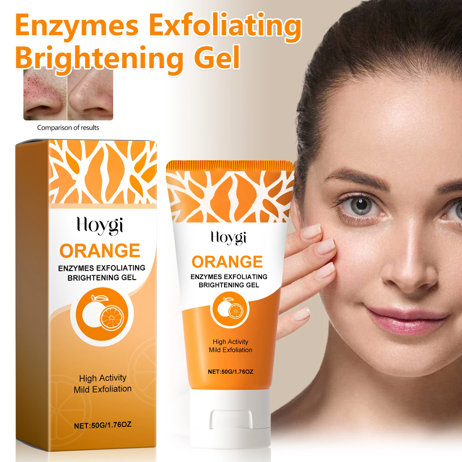HOYGI Orange Enzymes Exfoliating Peeling Gel Mild Dead Skin Remove Unclog Tighten Large Pores Reduce Blackheads Facial Scrub Gel