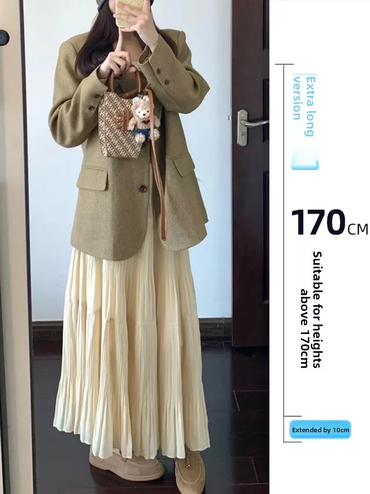 

Женская шифоновая юбка макси удлиненная, свободного кроя, А-силуэт, осенняя, повседневная, без рукавов