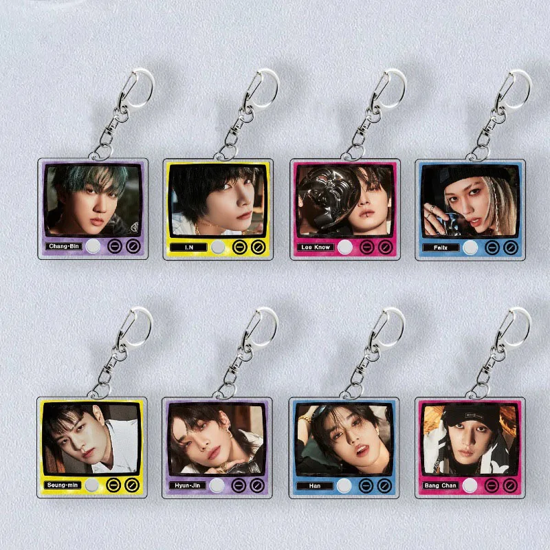 KPOP BangChan SeungMin I.N Fashion Photo Printed Hang Tag Keyring FELIX HAN LeeKnow Acrylic Keychain Bag Accessories Fans Gift