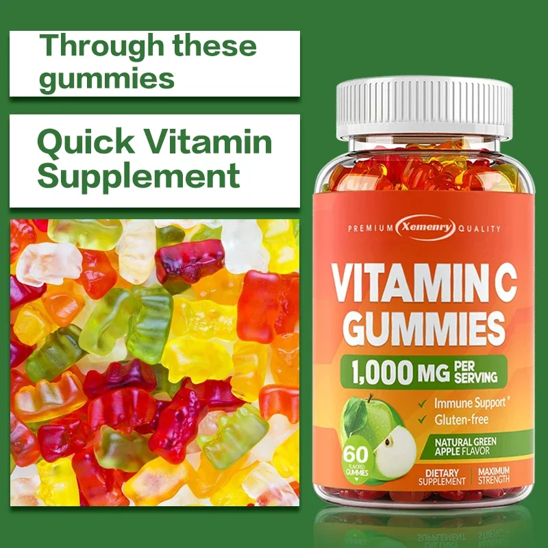 

Vitamin C Gummies - Antioxidant, Supports Skin and Immune Health, Promotes Collagen Synthesis, Non-GMO, Vegetarian