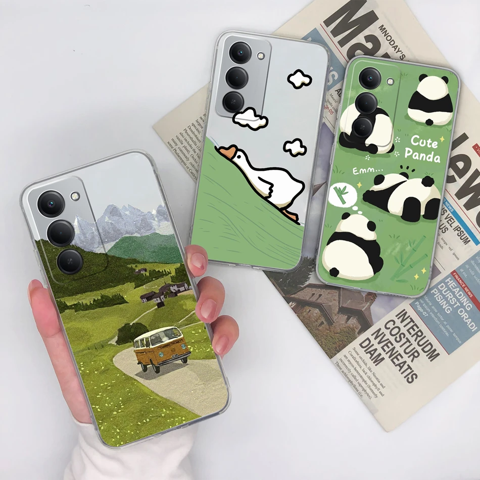 ل Redmi 15 4G 5G غطاء الهاتف مضحك الكرتون نمط لينة سليم بولي TPU شفافة غطاء من السيليكون ل Redmi15 خفيفة الوزن قذيفة كابا