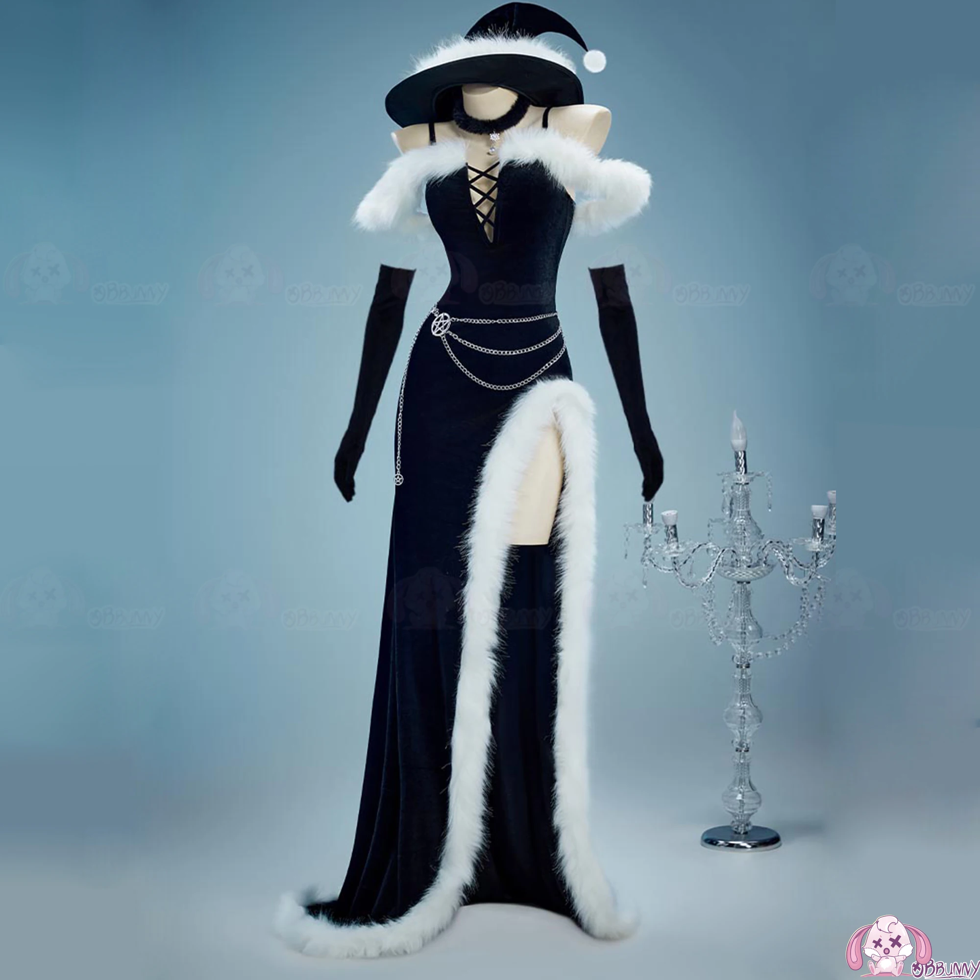

2026 new Role Play Outfit Anime Gothic Witch Dress Cosplay Costume Sexy Black Witch Plush Dress Hallowee Cosplays