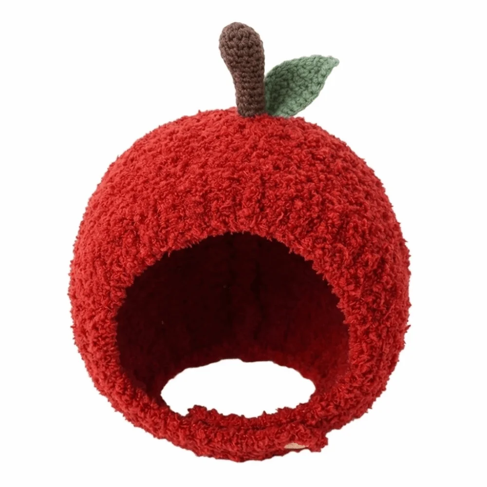 

Apple Shaped Baby Soft Warm Hat Ear Protection Windproof Warmer Beanie Cap Red Outdoor Thick Ear Protection Bonnet Children