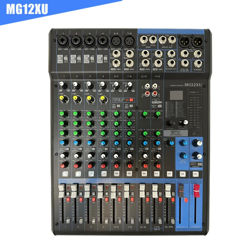 야마하용 오리지널 DJ 믹서 콘솔, MG16XU 16 채널 오디오 믹서, USB 및 효과 포함, 16 입력 스테레오 아날로그 믹싱 콘솔