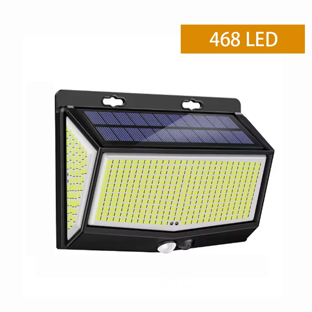 

Солнечный светильник 468 LED с датчиком движения PIR, 3 режима освещения, IP65, водонепроницаемый, для улицы, патио, гаража