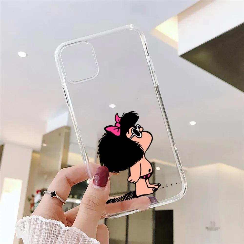Cute Mafalda Phone Case For Iphone 15 11 13 14 Pro Max 7 8 Plus X Xr Xs Max Se2020 12mini Transparent Cover image 2