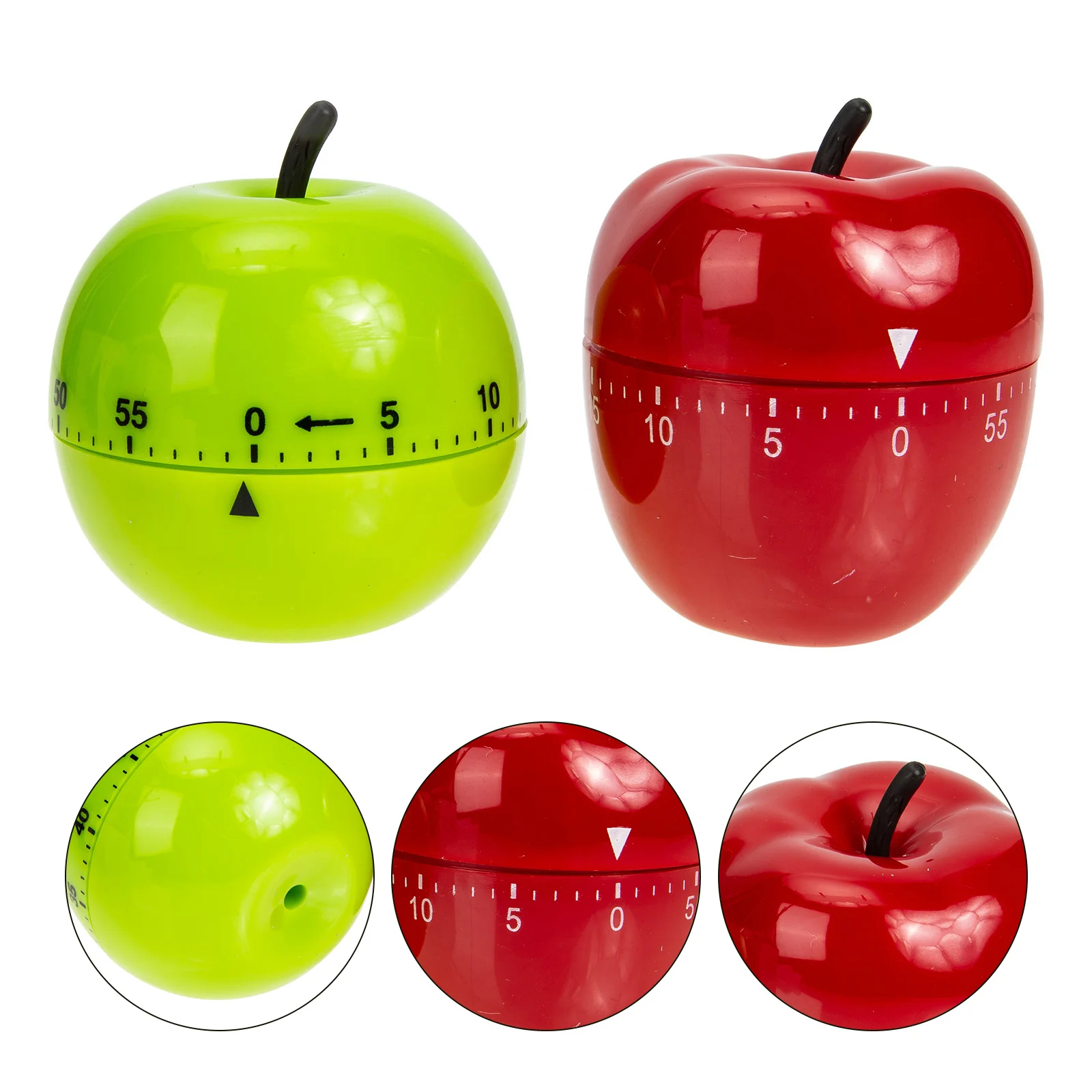 

2Pcs Apple Timer Plastic Metal Simple Design Kitchen Cooking and Study Testing Mechanical Timer Baking Reminder Kitchen