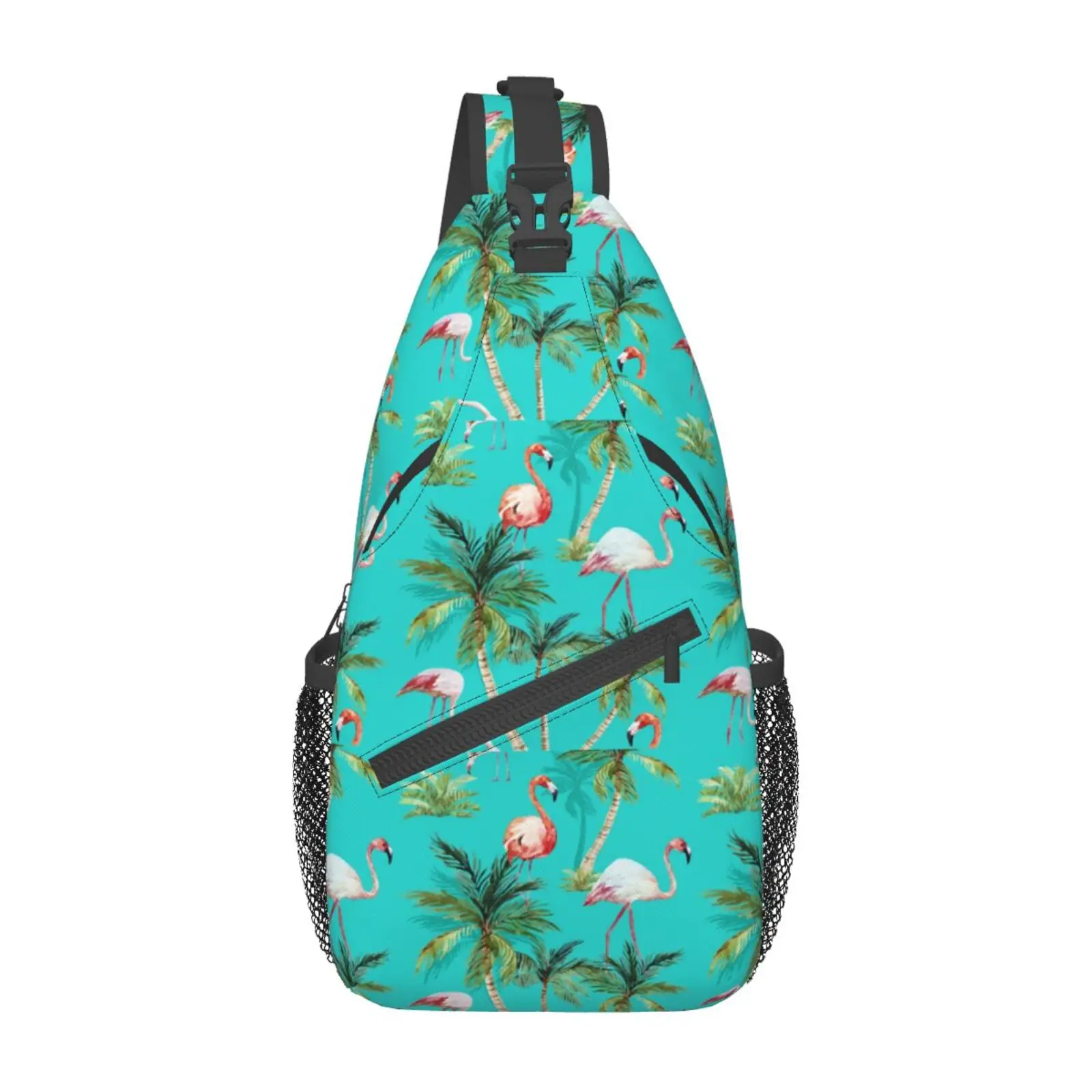 

Tropic Coconut Flamingo Face Chest Bag Cross Boy Pack Men Bags for Women Adjustment Casual Unisex Polyester Outdoor Running Bags