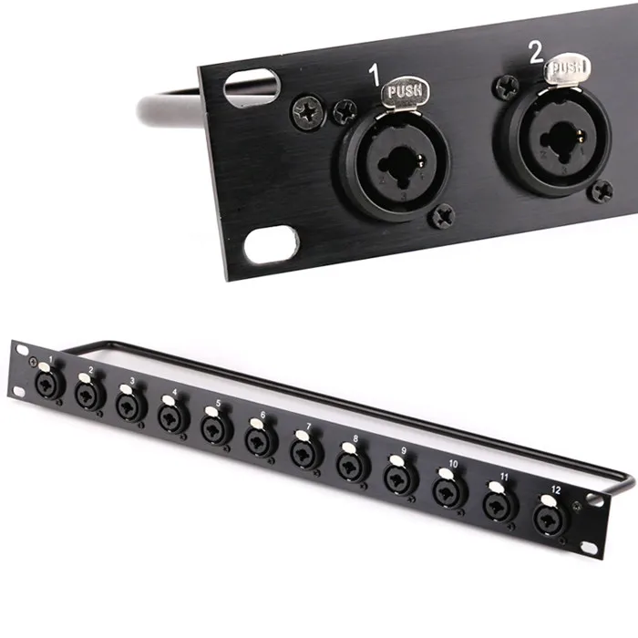 8 12 16 vias 8 portas rack remendo painel 1u gabinete alto-falante conector canon caso de vôo montagem para alto-falante speakon conector metal