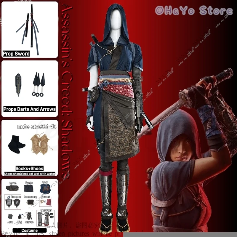 Assassin's Cos Creed: Game Shadows New Cosplay Costume Props Sword Darts And Arrows Socks Shoes Straw Sandals Ninja Woman