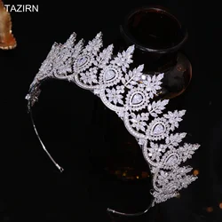 Luxury Full Zircon Wedding Crowns and Tiaras for Women Water Drop CZ Prom Party Headpiece Elegant Bridal Headdress Hair Jewelry