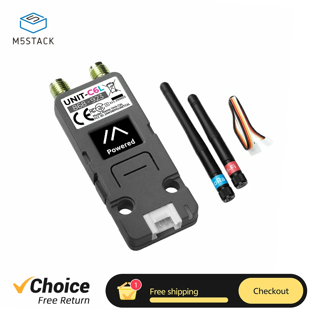 

M5Stack Unit C6L ESP32-C6 SX1262 LoRa Communication Unit 868 to 923MHz Support 2.4 GHz Wi-Fi 6 OLED 0.66inch Smart agriculture