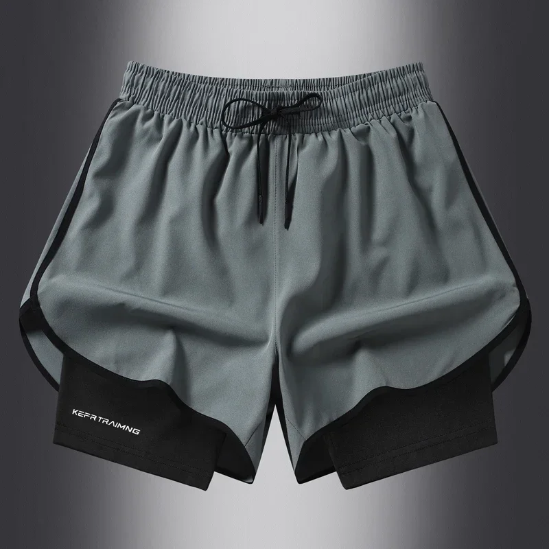 Unisex Running shorts for can hold mobile phones for sports, summer thin layer breathable quick drying elastic capris