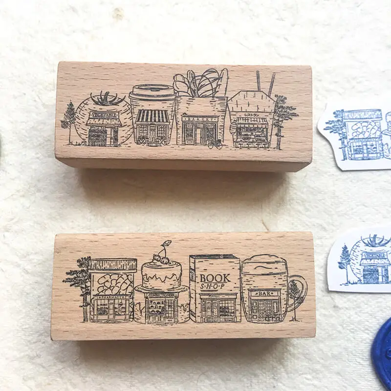 Stamp for Scrapbooking, 10 types Kawaii Daily Life Wooden Stamps for Journaling, Cute Shop House,  Girl's Life