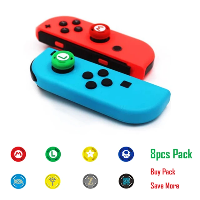 8 szt. Miękki silikonowy śliczny kreskówkowy uchwyt na kciuk do przełącznika Oled Joy Con kontroler NS Lite Joystick obudowa ochronna