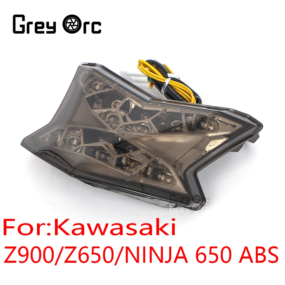 Moto LED Taillight Brake Stop Tail Light Integrated Frosting Turn Signal Lamp For Kawasaki Ninja 650 Z650 Z900 2017-2023
