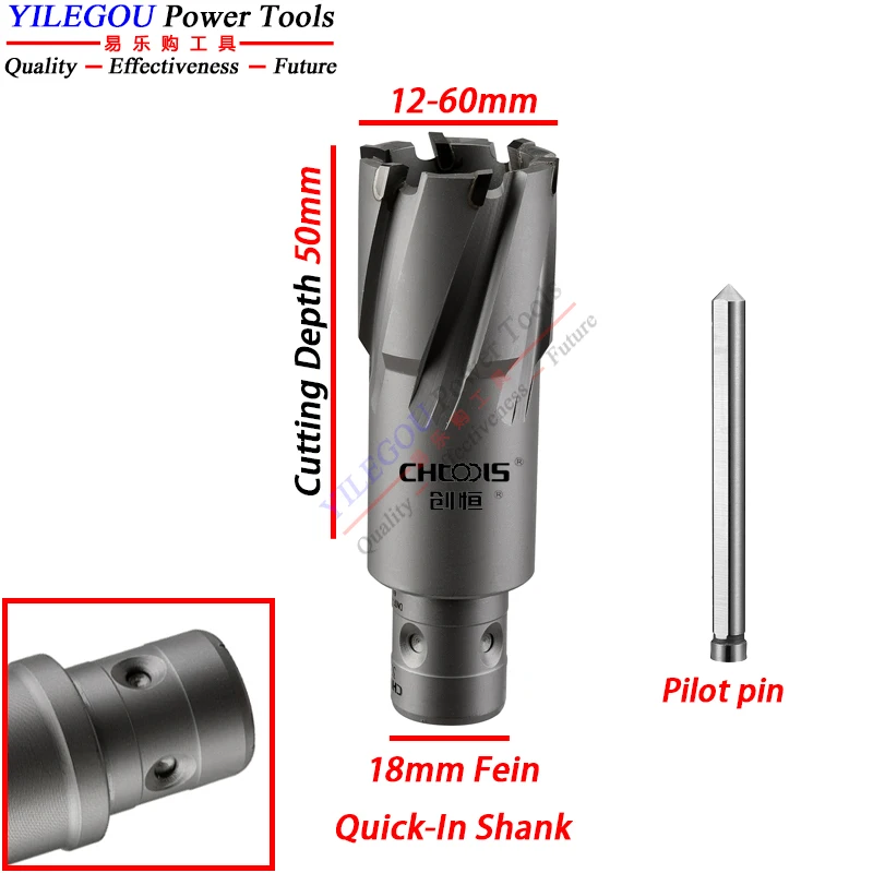 12-60mm TCT Annular Cutter (18mm Fein Quick-In Shank). 2