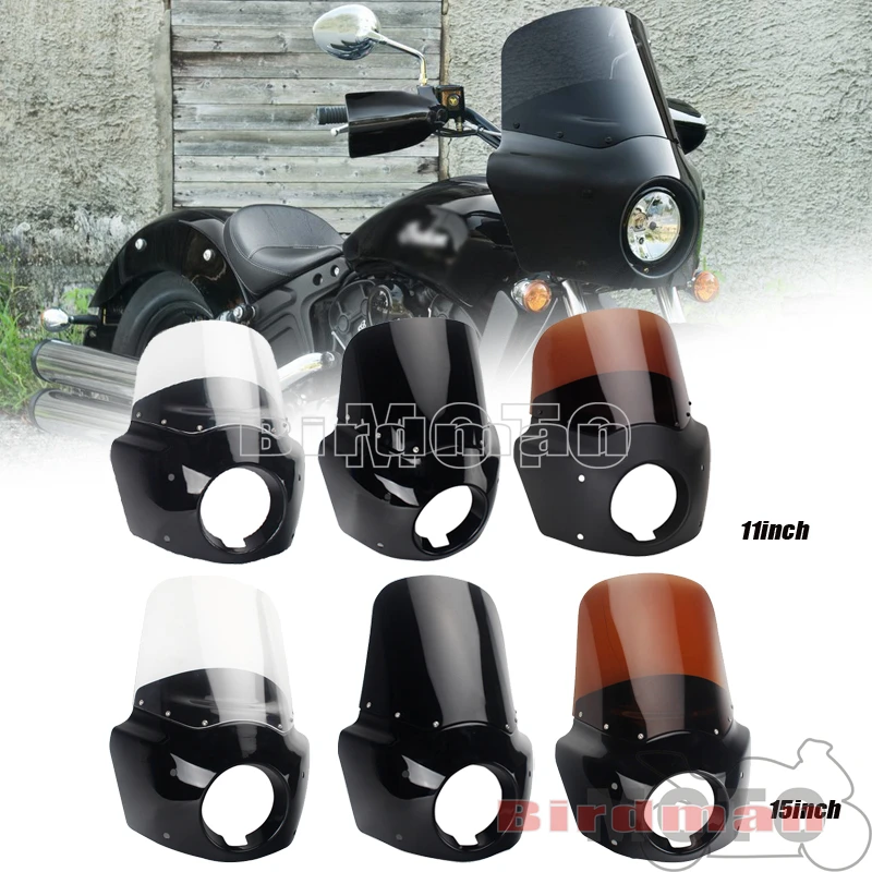 

5.75" Headlight Mask Cover Cowl 11" 15" Windshield For Harley FXBB FXLR FXST M8 Softail Street Bob Low Rider Standard 2018-2023