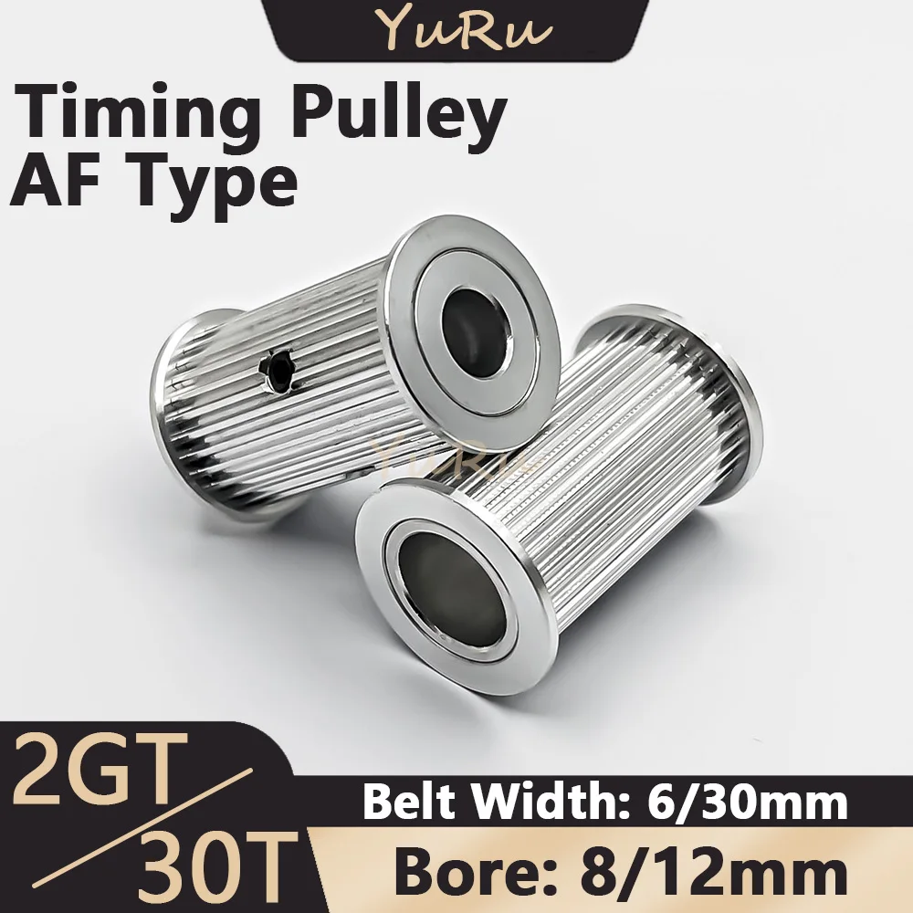 2GT2M 30Teeth Timing Pulley Bore 8 12mm GT2 30T Belt Width 6 30mm AF Type Tensioning Wheel Idler Synchronous 3D Printer Parts