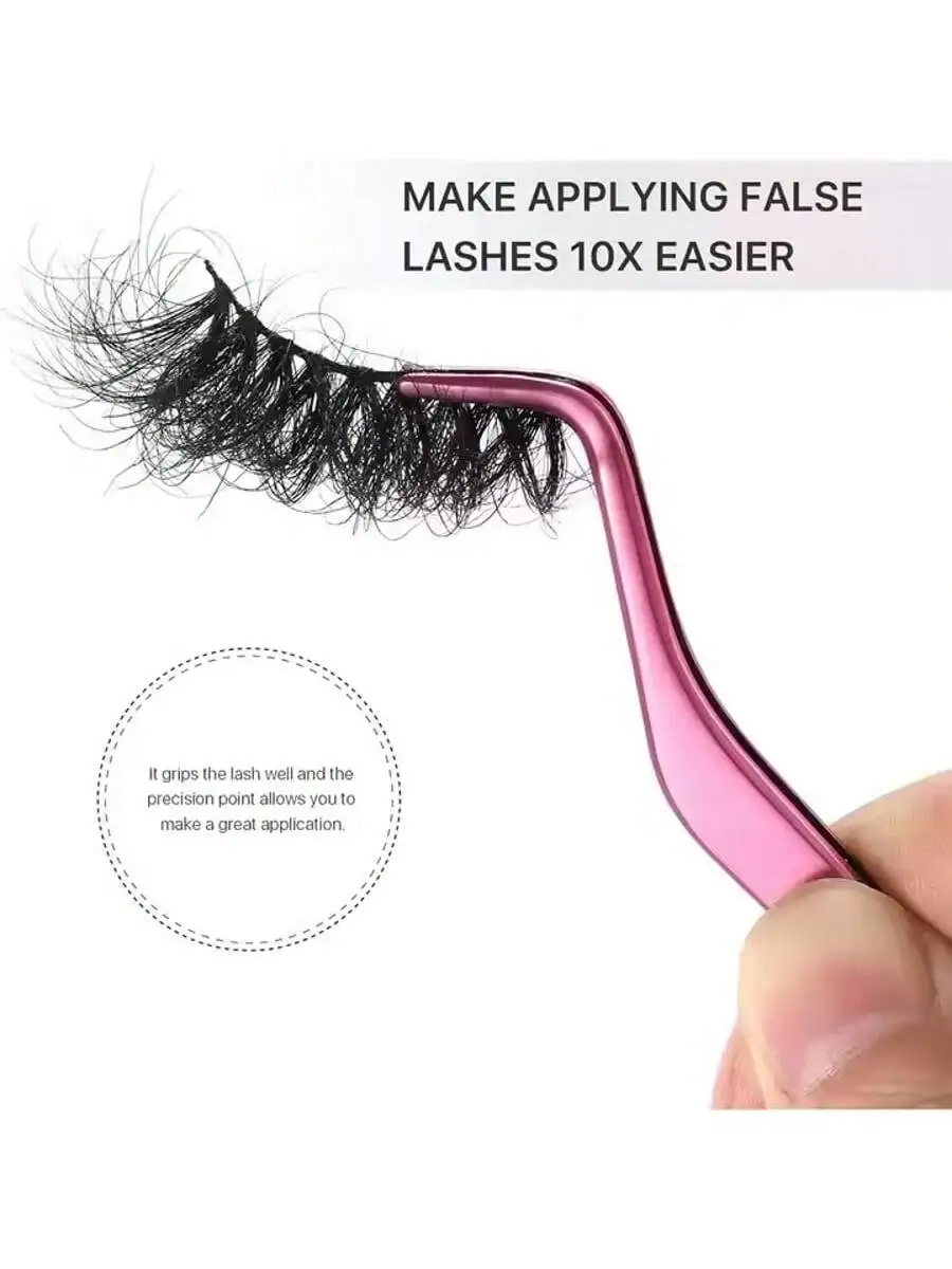 1/2pcs Ergonomic Stainless Steel Lash Tweezers Professional Eyelash Applicator Tool for Women Convenient Makeup Tool