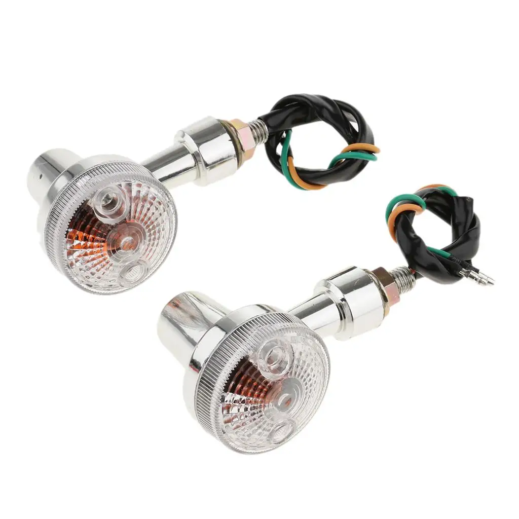 Motorcycle LED Round Turn Signal Light Front and Rear Indicator Amber or Clear Lens Lamp for Custom Bikes