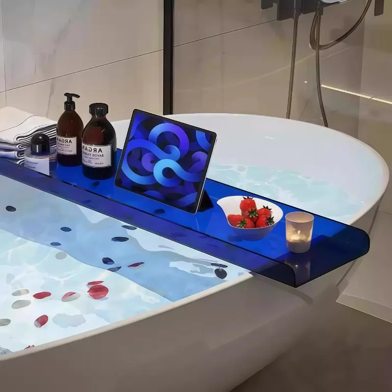 

Acrylic Bathroom Storage Rack Sturdy Bathtub Transparent Stand Light Luxury Bath Tray Waterproof Bath Organizer