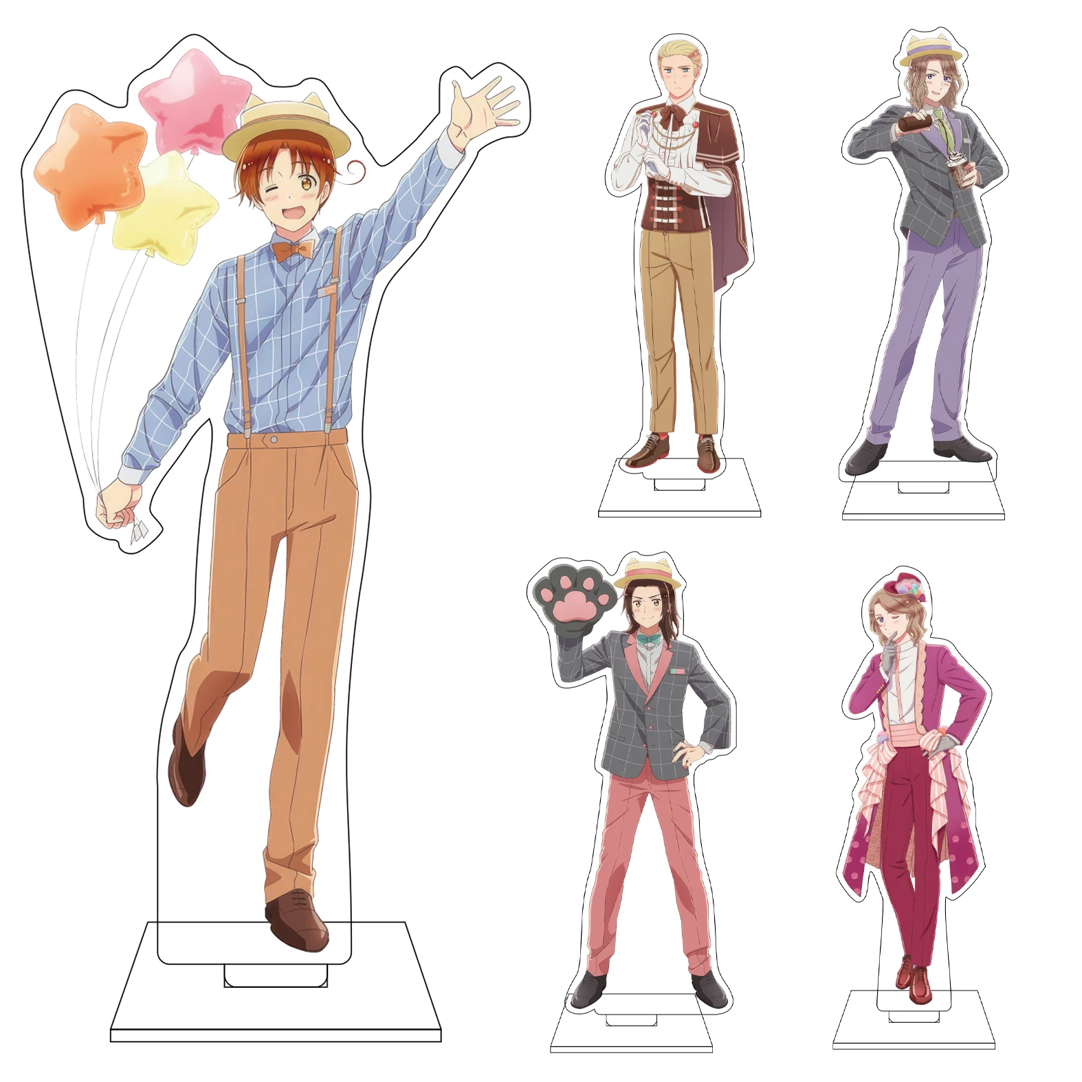 Mundo Anime de 16CM ☆ Figuras Acrílicas de Stars Cosplay, Base para Figuras, Feliciano Vargas, Ludwig Kiku Honda, Arthur Kirkland, Adornos, Regalos